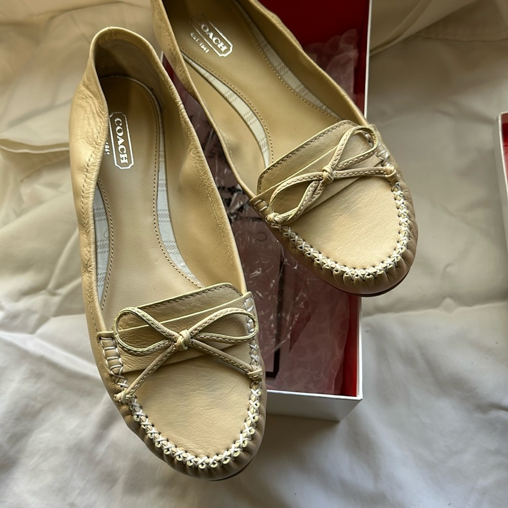 Coach sand color leather flats, size 8.5